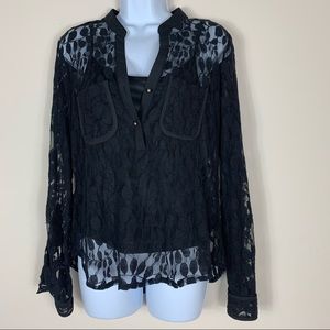Kate & Mallory button down long sleeve lace shirt. Medium